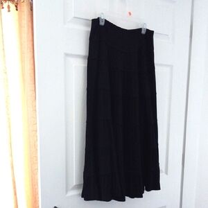 Style & Co Black Elasticized Waist Tiered Midi Skirt